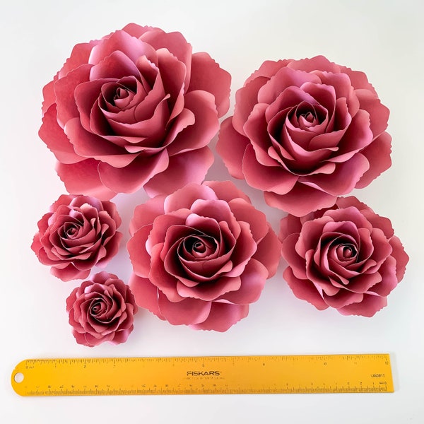 SVG Paper Flowers Tiny Rose #12 Template in multiple sizes Digital SVG DXF Version, Cricut and Silhouette machine Ready 2.25" - 7.5" Roses