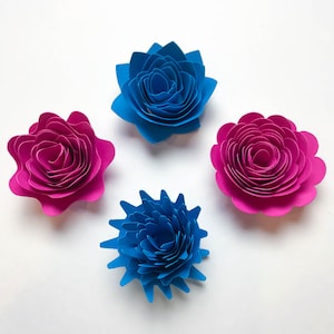 Paper Flowers -SVG/PNG Set 2 Swirl Rosette Paper Flower Template- DIY Cricut and Silhouette machines ready-