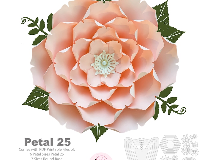 PDF Petal 25 Printable Cut Files Paper Flowers Template for Baby shower, wedding, events, sweet 16, cinco de mayo, birthday, and a lot more