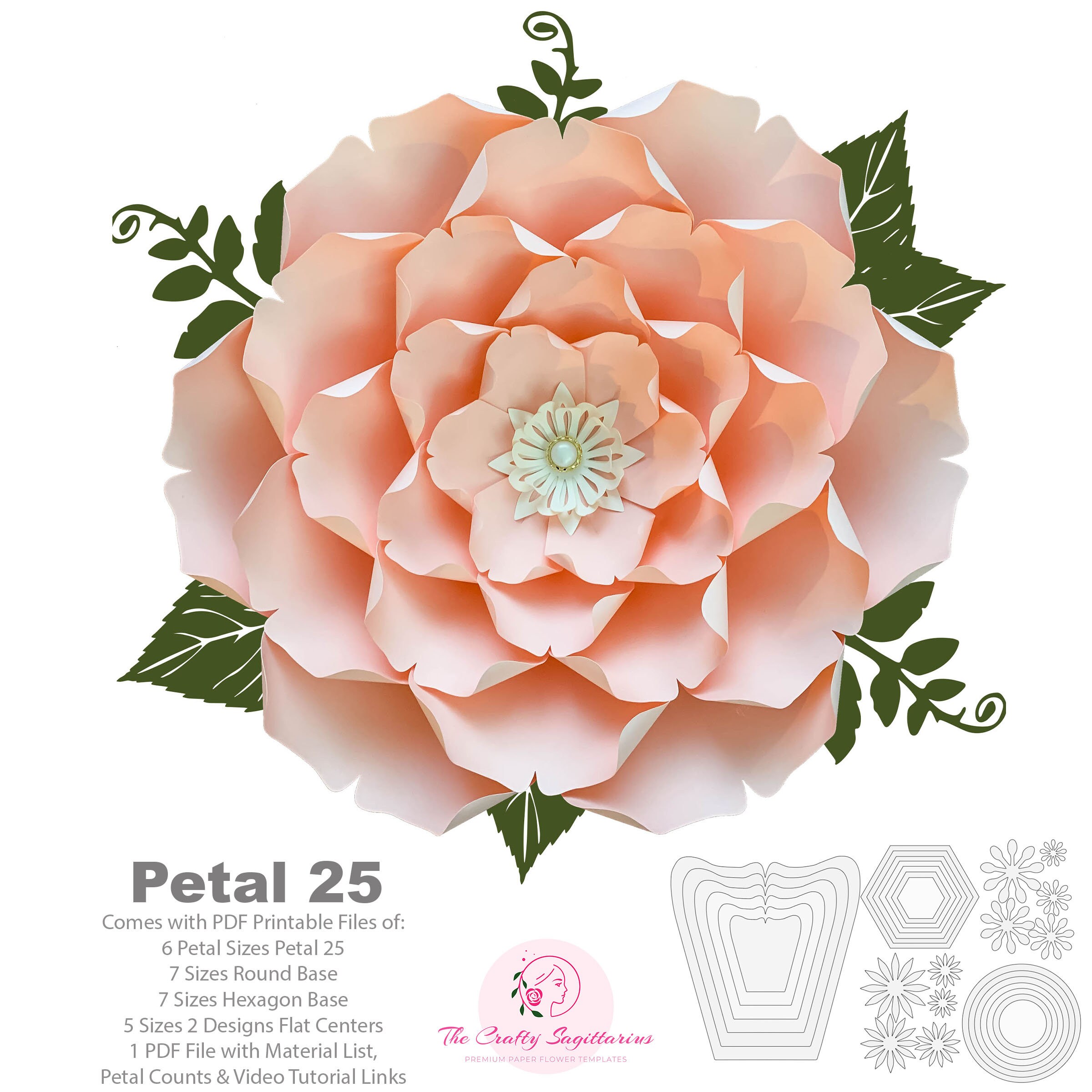 pdf petal 25 printable cut files paper flowers template for baby shower wedding events sweet 16 cinco de mayo birthday and a lot more