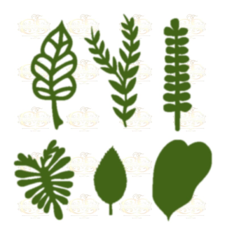 Set 1 Svg PNG DXF 6 different Leaves for Paper Flowers Machine use Only Cricut and Silhouette DIY and Handmade Leaves Templates image 1