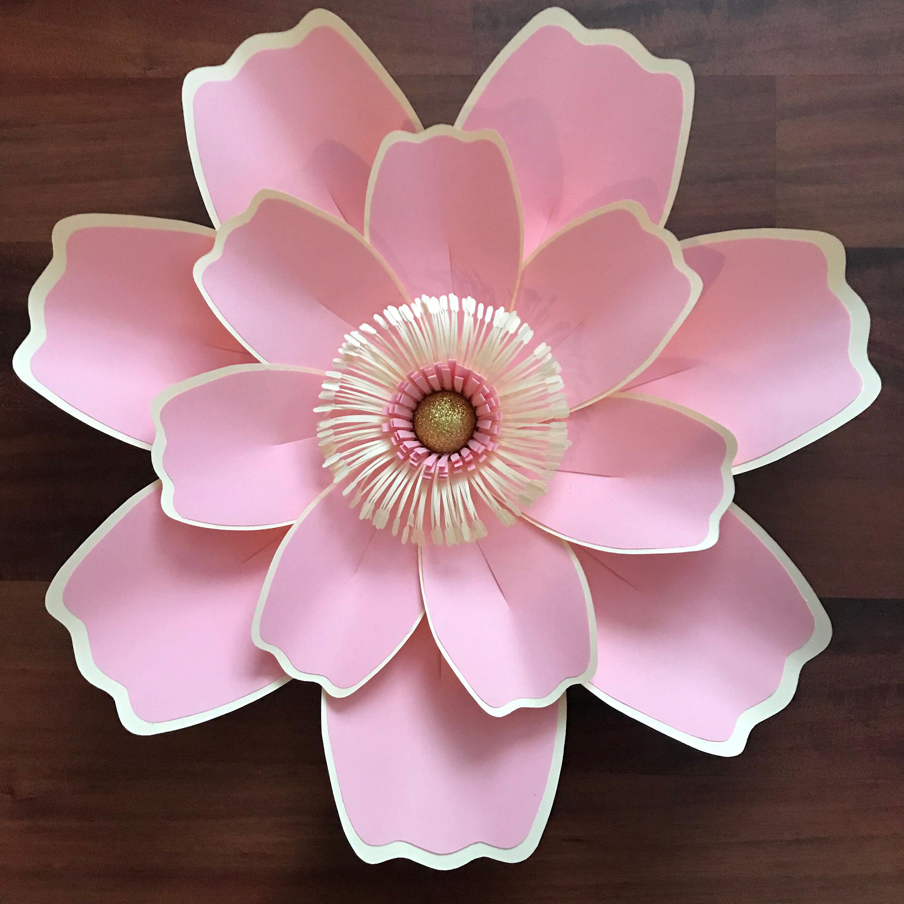Paper Flowers PDF Petal 123 Paper Flower Template with Base, DIGITAL