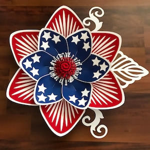 SVG/DXF for 4th of July Flower/Paper Flowers/Paper Flower Templates 4 Cutting Machines/DIY Giant Paper Flower Design/fluffy center included