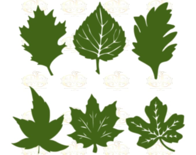 Set 18 Svg Png Dxf 6 Autumn type Leaves for Paper Flowers- MACHINE use Only (Cricut and Silhouette) DIY and Handmade Leaves Templates