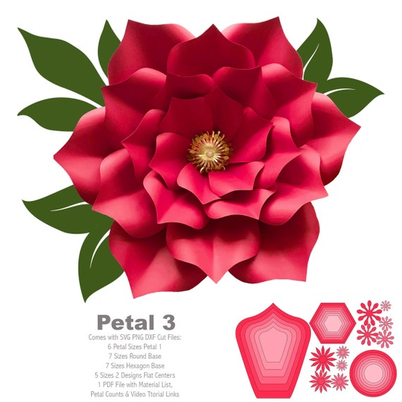 Download Free Svg Png Dxf Petal 3 Cut Files Paper Flowers Template For Etsy SVG Cut Files