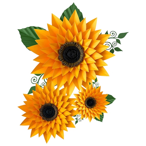 Download Svg Dxf Png Petal 44 Sunflower Paper Flower Template Diy Etsy