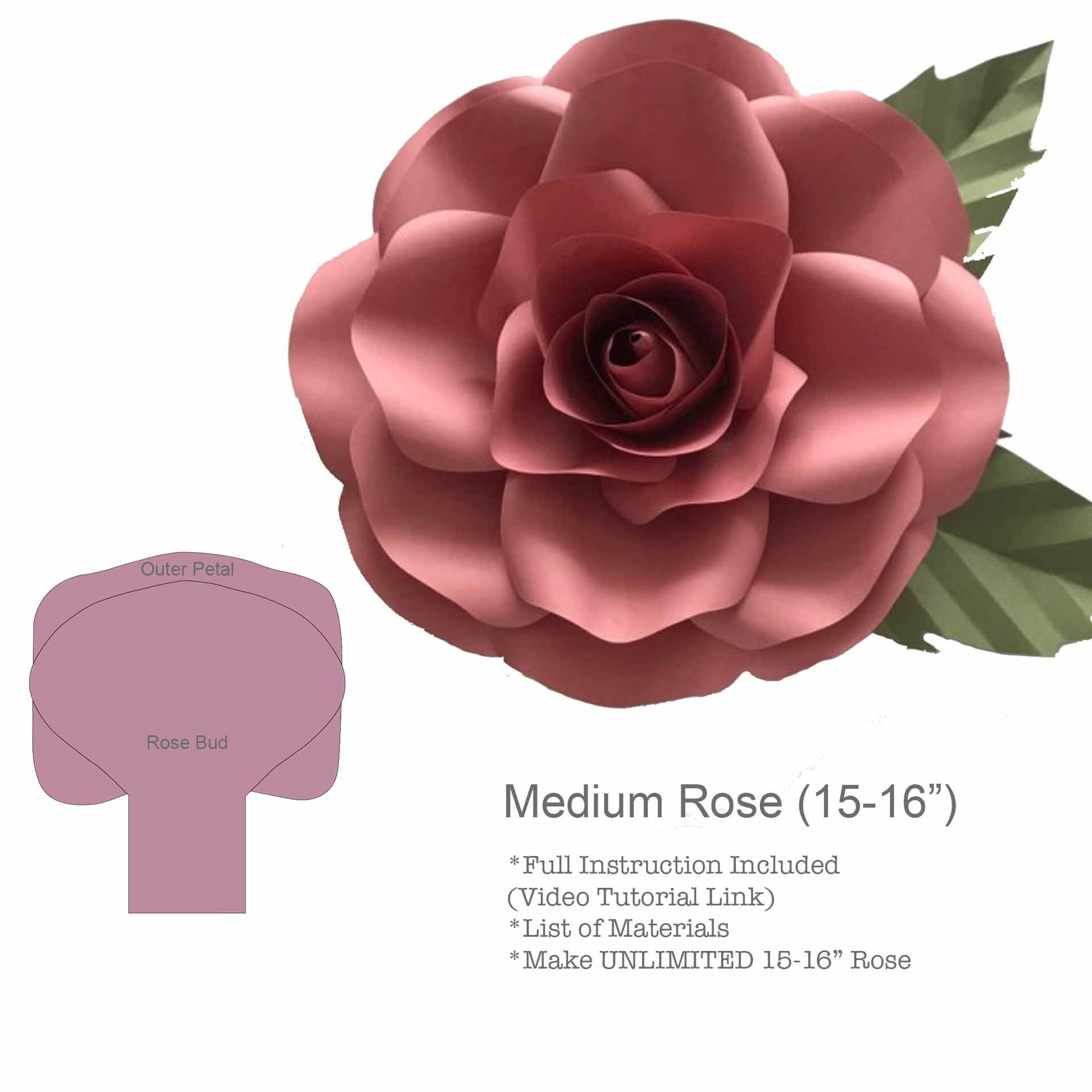 Download Paper Flowers-Medium Rose/PDF Printable/Giant Paper Flower ...