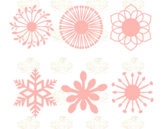 Set 2 SVG Png Dxf -6 different Flat Center for Paper Flowers- MACHINE use Only DIY and Handmade Giant Paper Flower Templates