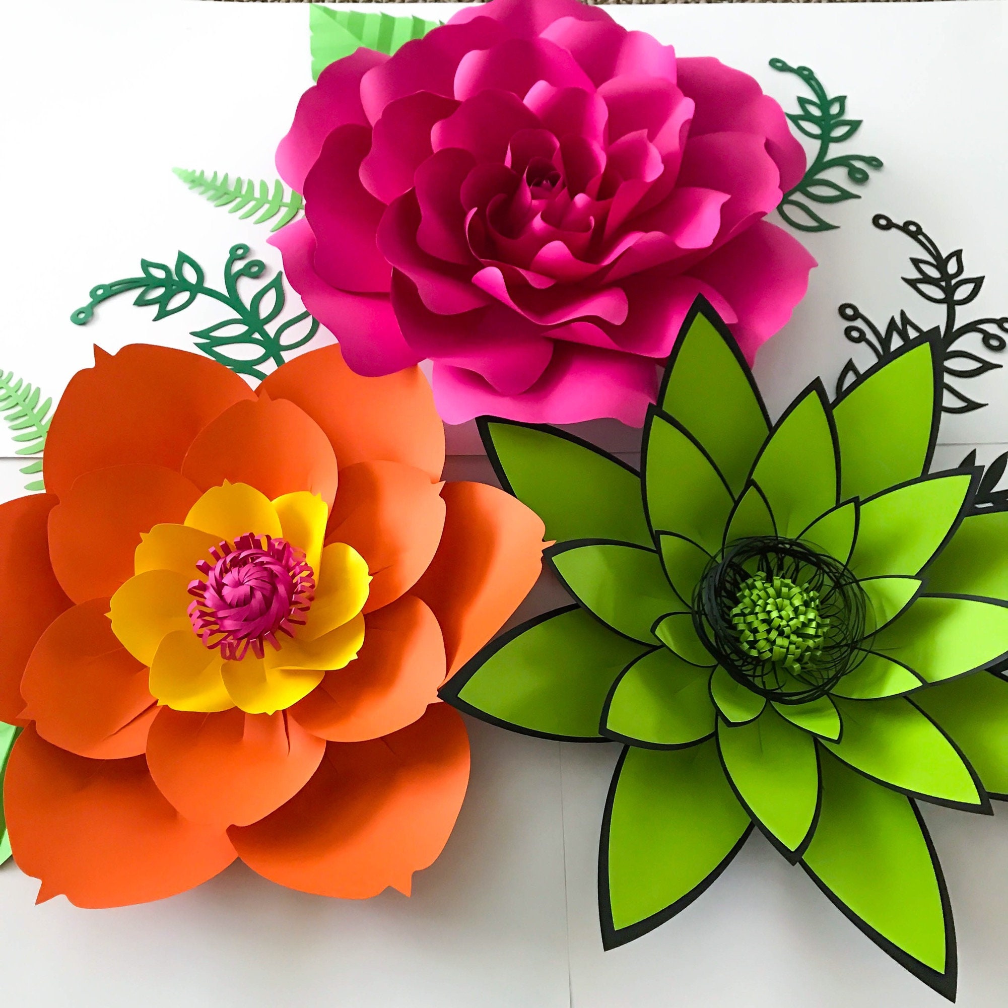 Download PDF Petal 4 Paper Flowers Template with Base & Flat Center ...