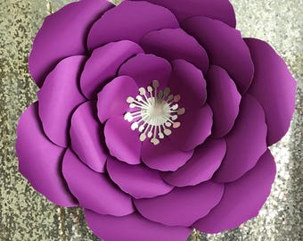 Petal 17 PDF Printable Giant DIY Paper Flower Templates Wedding Decor Events Birthdays Flat Center and Bases are Included w/ Video Tutorial