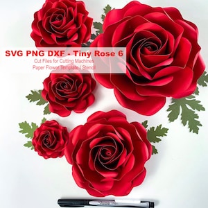 SVG Paper Flowers Tiny Rose #6 Template in multiple sizes Digital SVG DXF Version, Cricut and Silhouette machine Ready 2.25" - 6" Roses