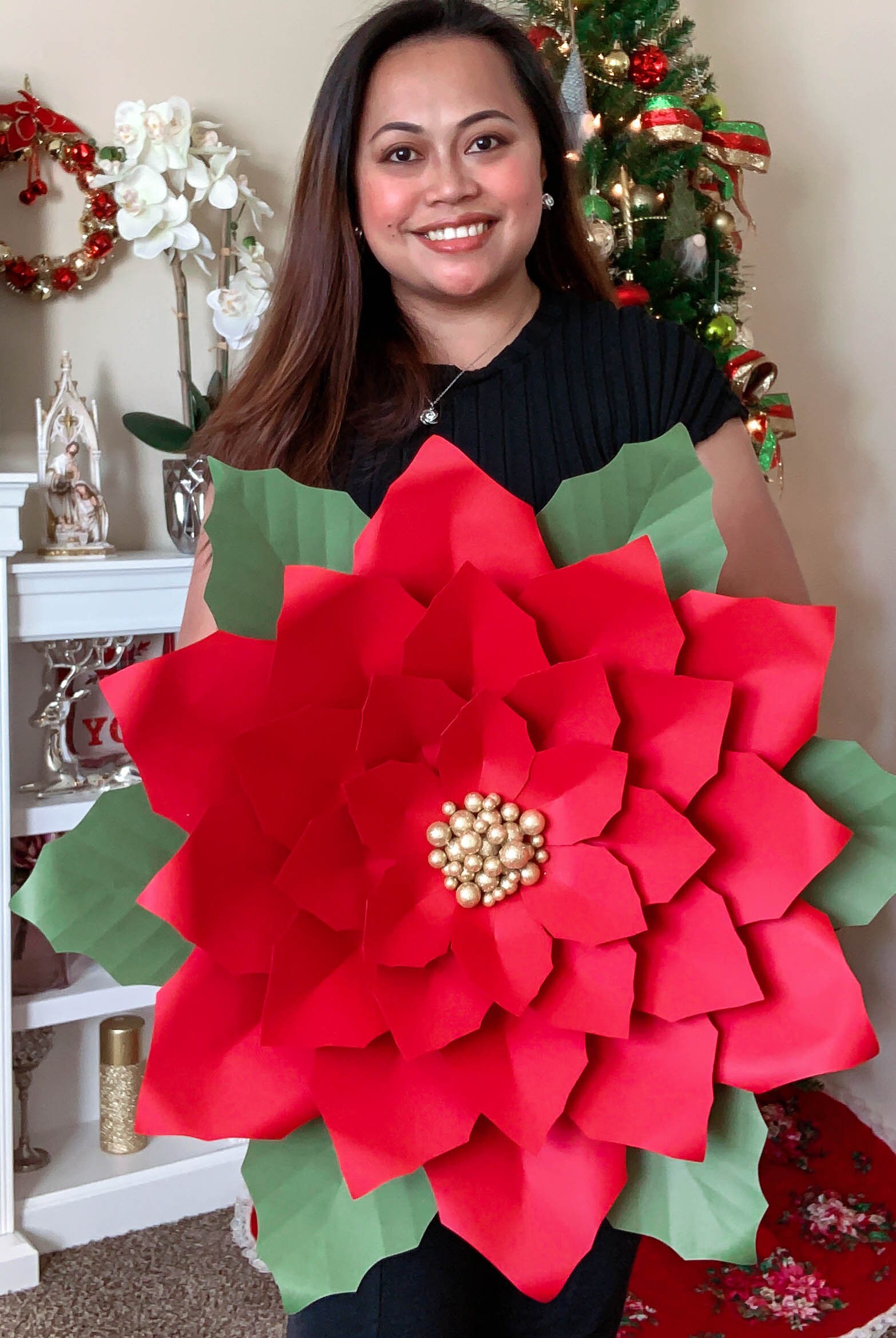  Giant Poinsettia Paper Flower Template 
