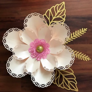 Paper Flowers - SVG Lace Petal #7 Paper Flower Template with Base, DIGITAL file for Cutting Machines Such as Cricut and Silhouette Cameo