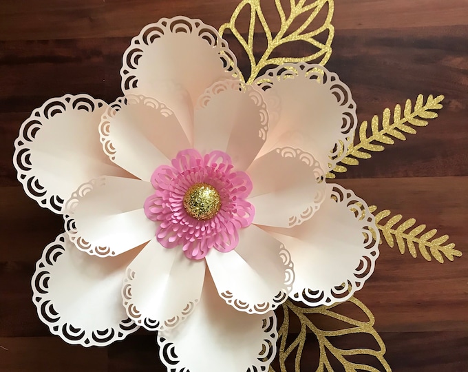 Paper Flowers - SVG Lace Petal #7 Paper Flower Template with Base, DIGITAL file for Cutting Machines Such as Cricut and Silhouette Cameo