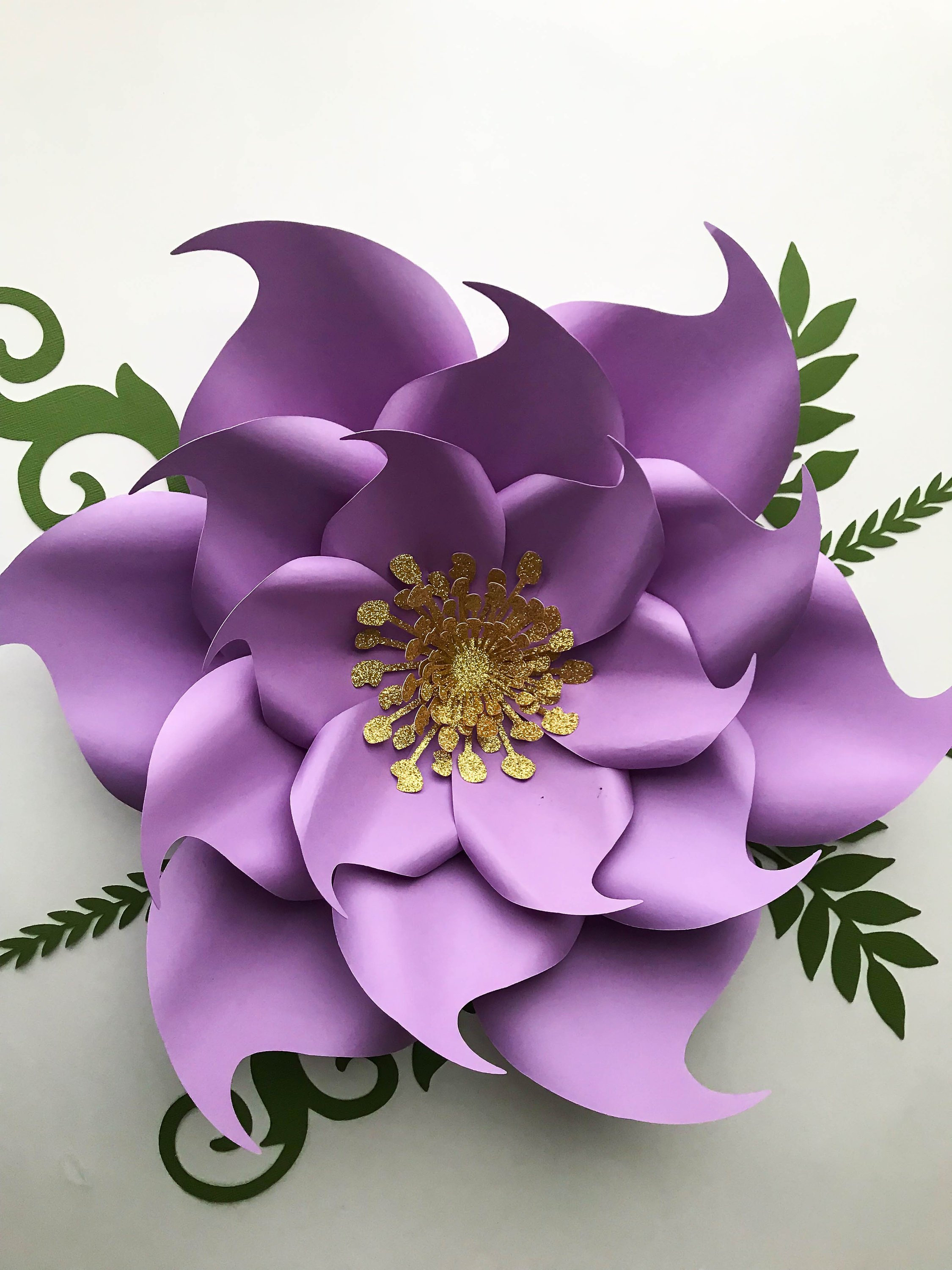 PDF Petal 9 Paper Flowers Template With Base Flat Center DIGITAL 