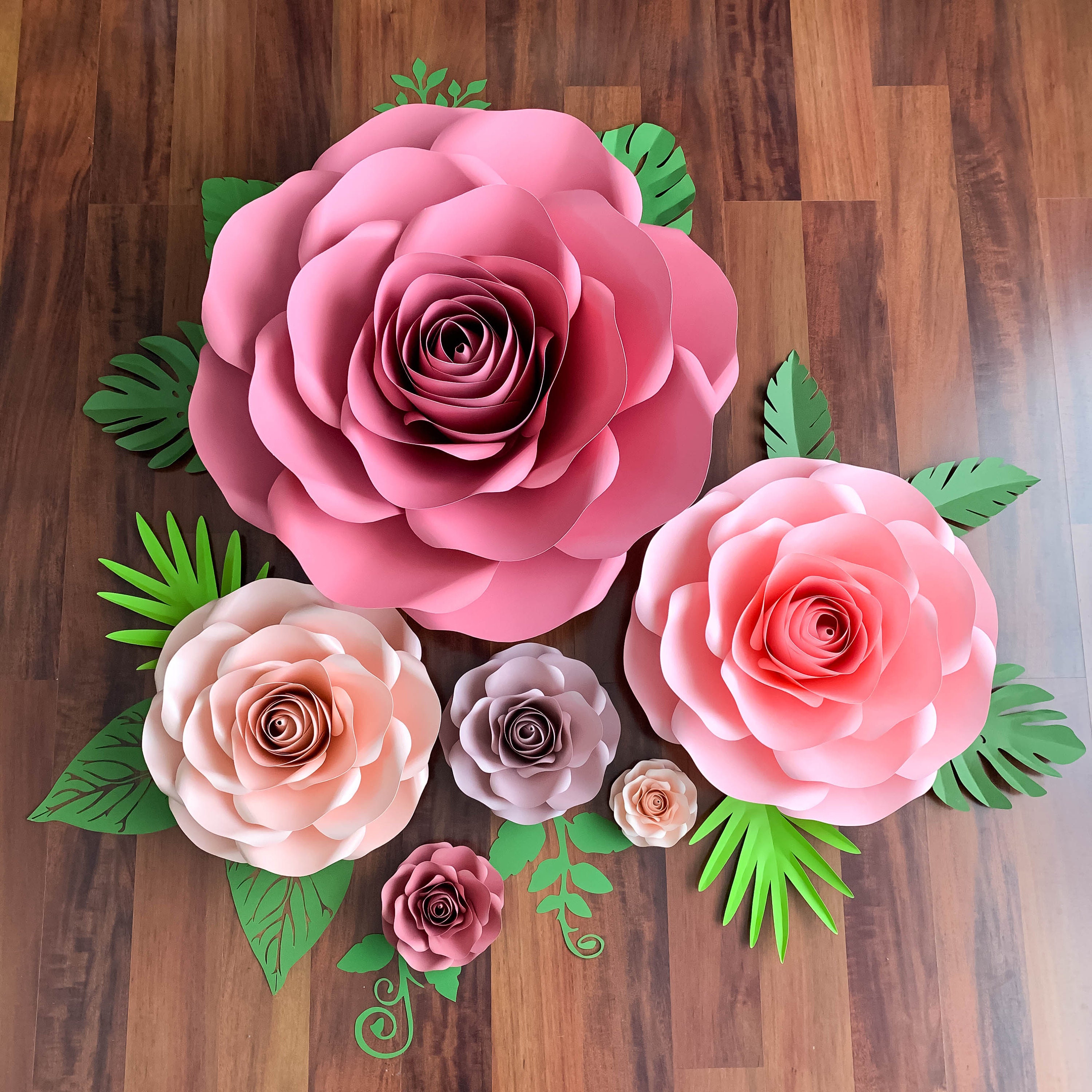 paper flowers pdf combo of 6 sizes rose paper flower