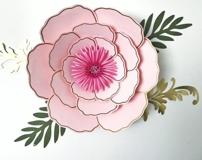 Paper Flowers -PDF PETAL #57 Paper Flower Template with Base, DIGITAL Version - The Cassandra - Original Design by Annie Rose