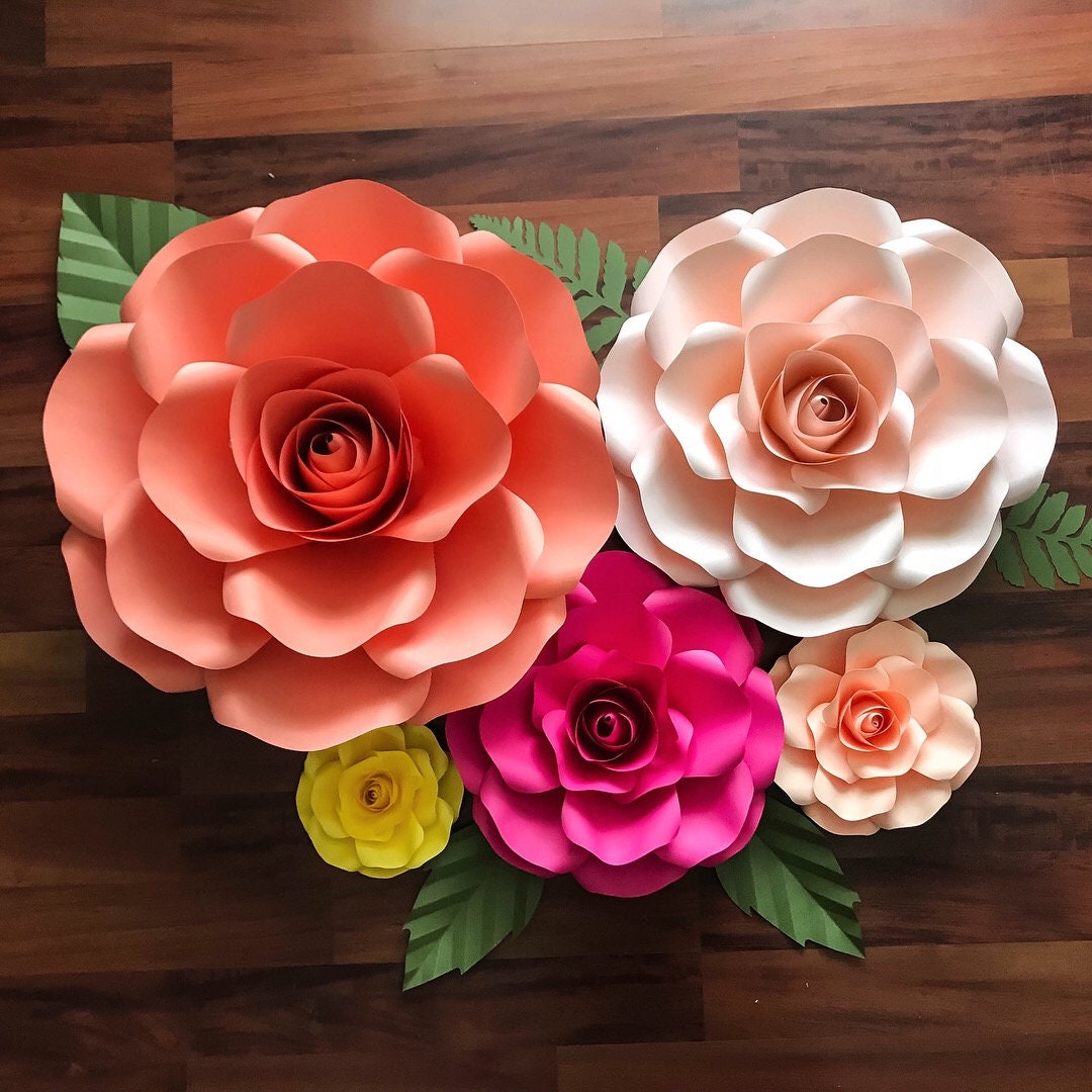 Paper Flowers PDF Original Extra Large Rose w/ Rose Bub Center