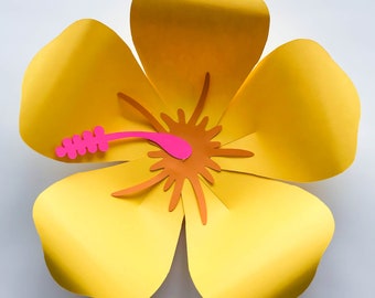 Paper Flowers -SVG Petal 101 (Hibiscus) Paper Flower Template - DIY Cricut and Silhouette machines ready-2 center components included
