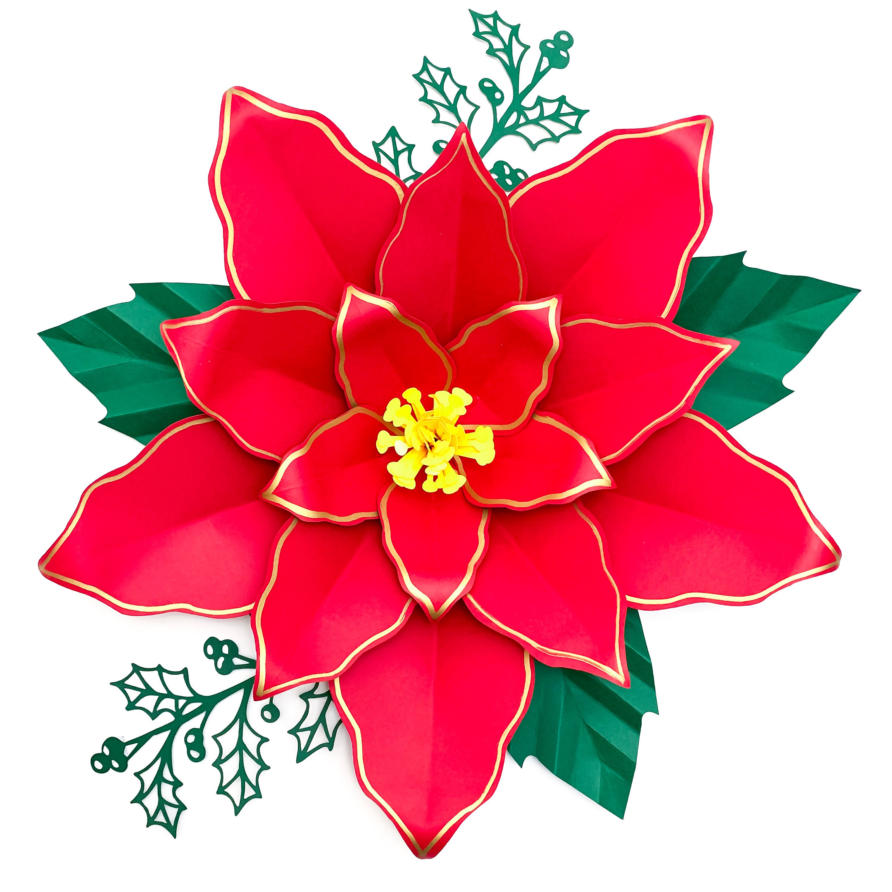 Paper Poinsettia Christmas Flower Template 3E1