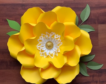 PDF Petal 14 DIY Paper Flowers Printable Template Comes with Flat Centers Round & Hexagonal Base Instant download Paper Flower Template kit