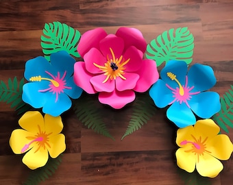 SVG DXF PNG Petal 101 (Hibiscus) Paper Flower Template Diy Cricut and Silhouette machines ready 2 center components included + Pentagon Base