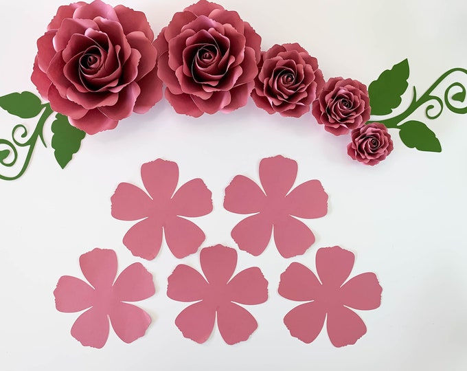 Paper Flowers  PDF Tiny Rose #12 Printable Paper Flower Templates Multiple sizes Trace and Cut Stencil: From The Crafty Sagittarius 6 Sizes