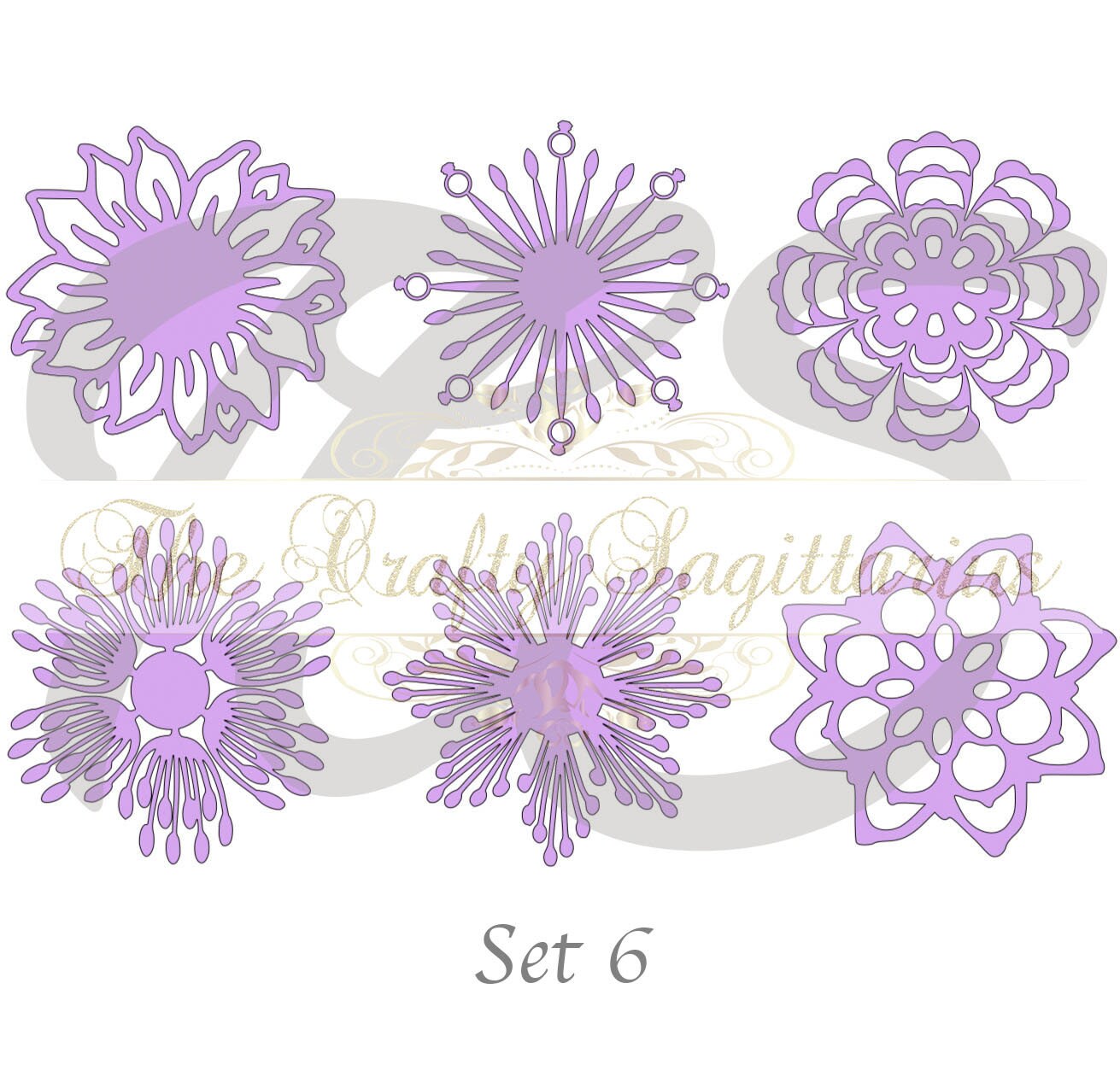 Download SVG Set 6-6 different Flat Center for Paper Flowers ...