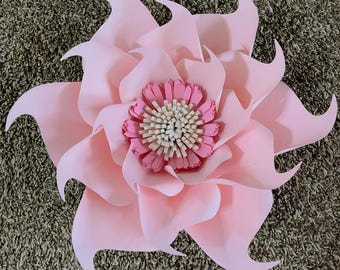 PDF Petal 9 Paper Flowers Template  with Base & Flat Center DIGITAL Version Printable Trace and Cut File for DIY Giant Paper Flower wedding