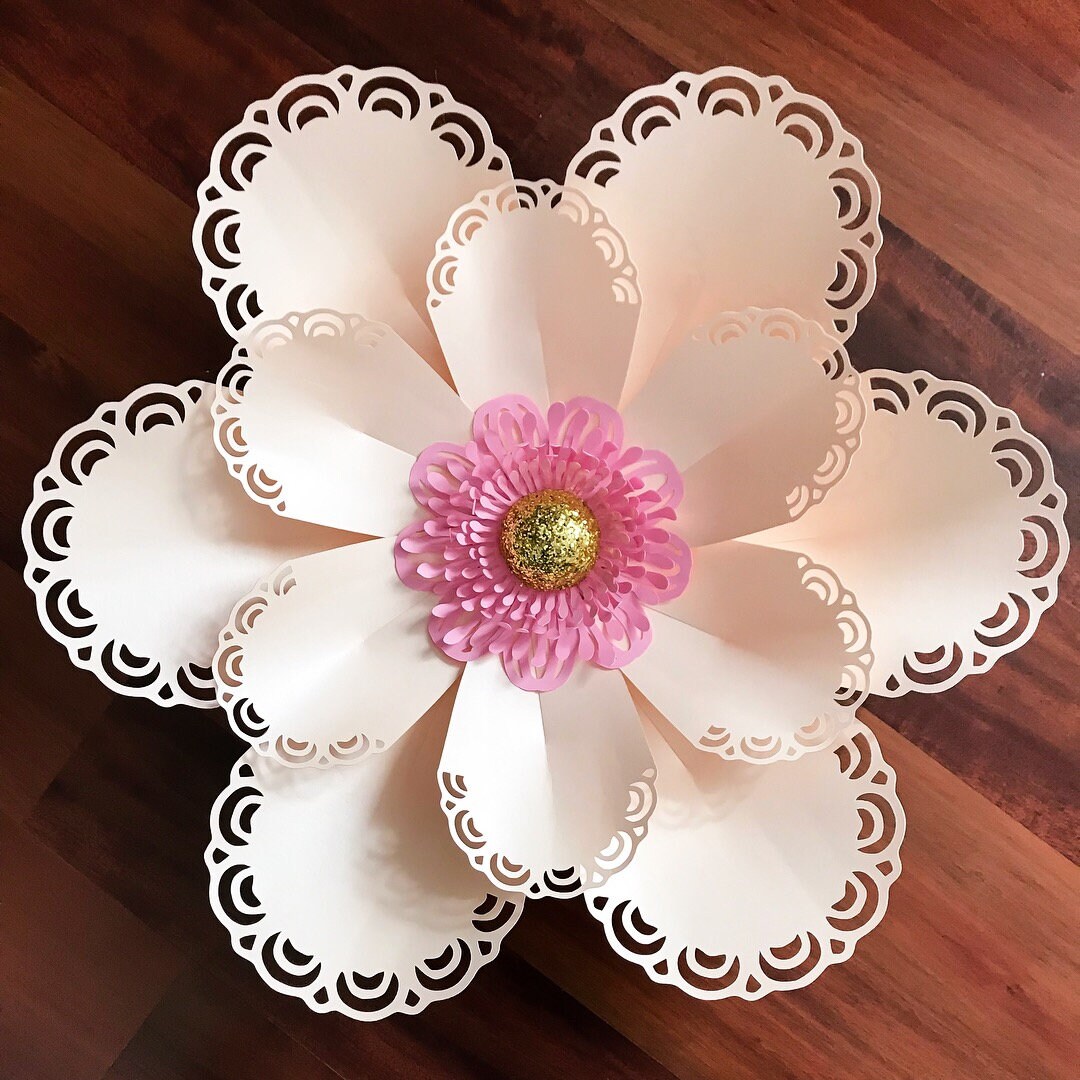 Download Paper Flowers Svg Lace Petal 7 Paper Flower Template With Base Digital File For Cutting Machines Such As Cricut And Silhouette Cameo