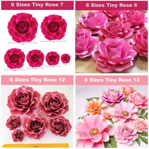 SVG PNG DXF 4 Best Seller Tiny Roses Designs / Modelli di fiori di carta / File digitali da scaricare immediatamente per Cricut e Cameo / Fiori 3D fai da te