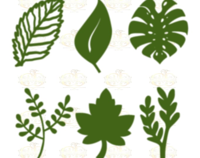 Set 5 Svg Png Dxf 6 different Leaves for Giant Paper Flowers MACHINE use Only Cricut and Silhouette DIY and Handmade Leaves Templates