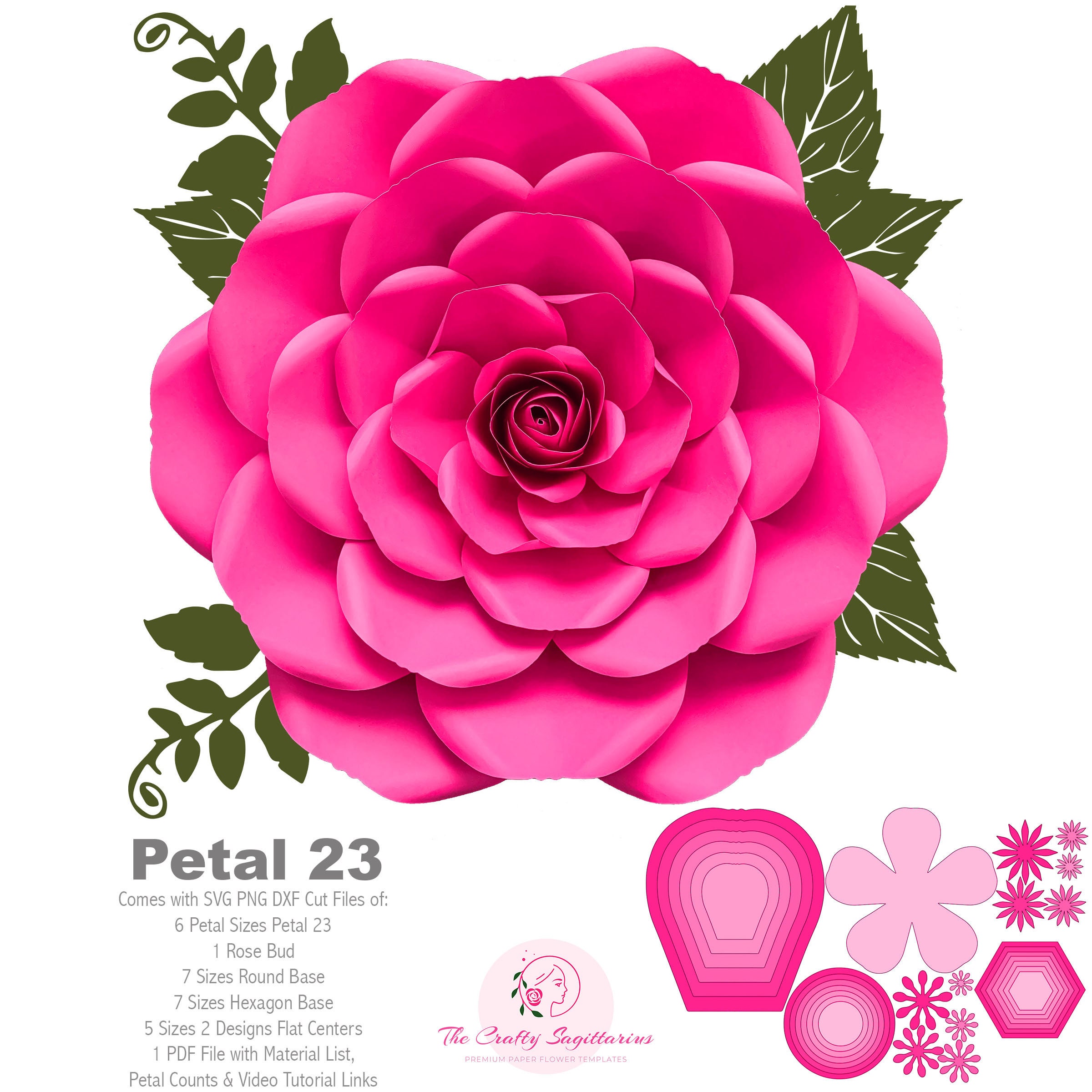 Download SVG PNG DXF Petal 22 Rose Cut Files for Cutting Machines ...