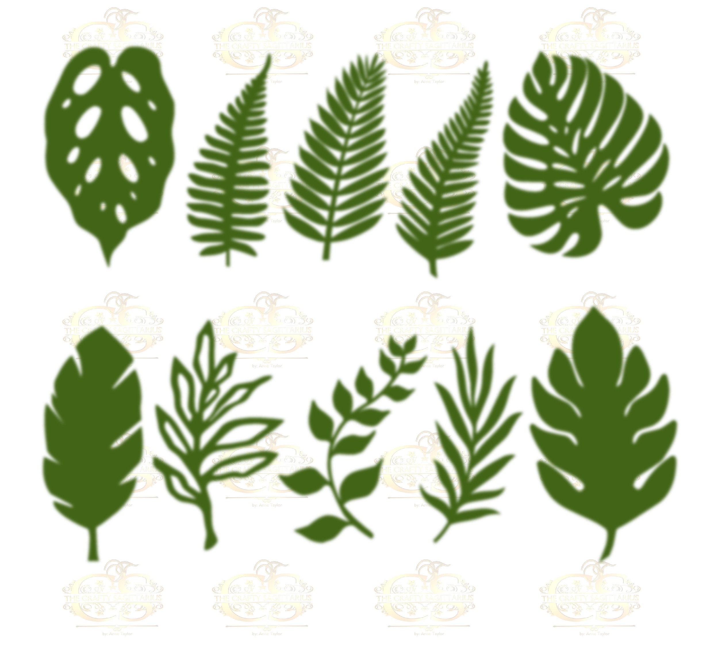 Download Set 14 Svg Png Dxf 10 Different Tropical Leaves For Paper Flowers Machine Use Only Cricut And Silhouette Diy And Handmade Leaves Templates