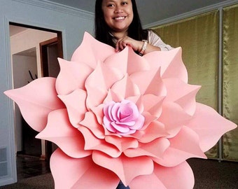 PDF Giant 40 Inch Flower | The Rosa Mystica Paper Flower Template | Digital Version | Including The Base - Must be Printed in 11x17" Paper