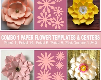 Combo 1 PDF Printable Giant Paper Flower Template | 3D Giant Paper Flowers Pattern Stencil + Centers | USD 30 worth | Save and Earn Party