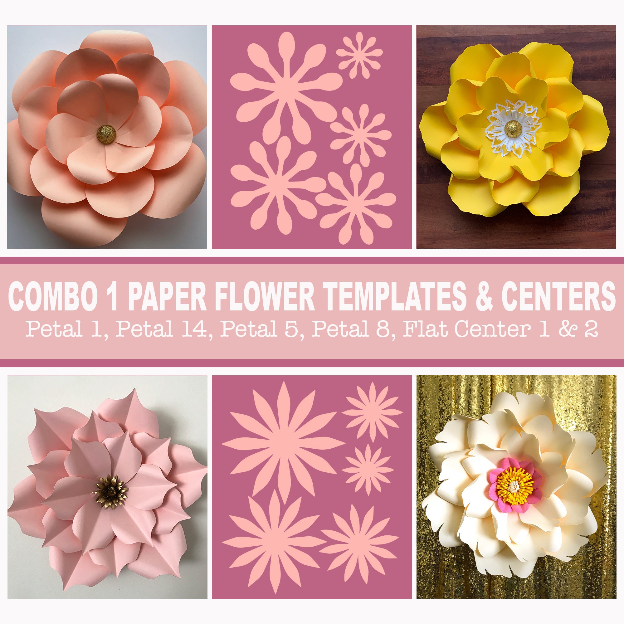 Combo 1 PDF Printable Giant Paper Flower Template 3D Giant Paper