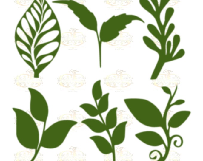 Set 24 Svg Png Dxf 6 different Leaves for Giant Paper Flowers MACHINE use Only Cricut and Silhouette DIY and Handmade Leaves Templates