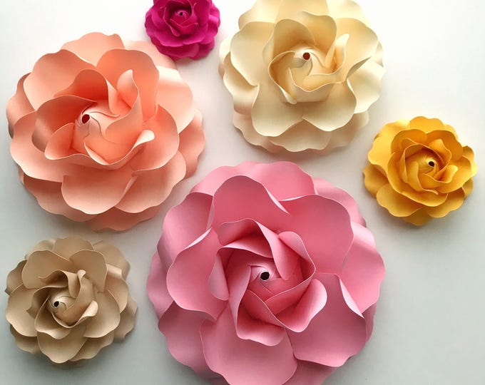 Paper Flowers - SVG Tiny Rose #1 Template, in 6 different sizes Digital DIY Handmade Paper Flowers - Cricut and Silhouette Machine Ready