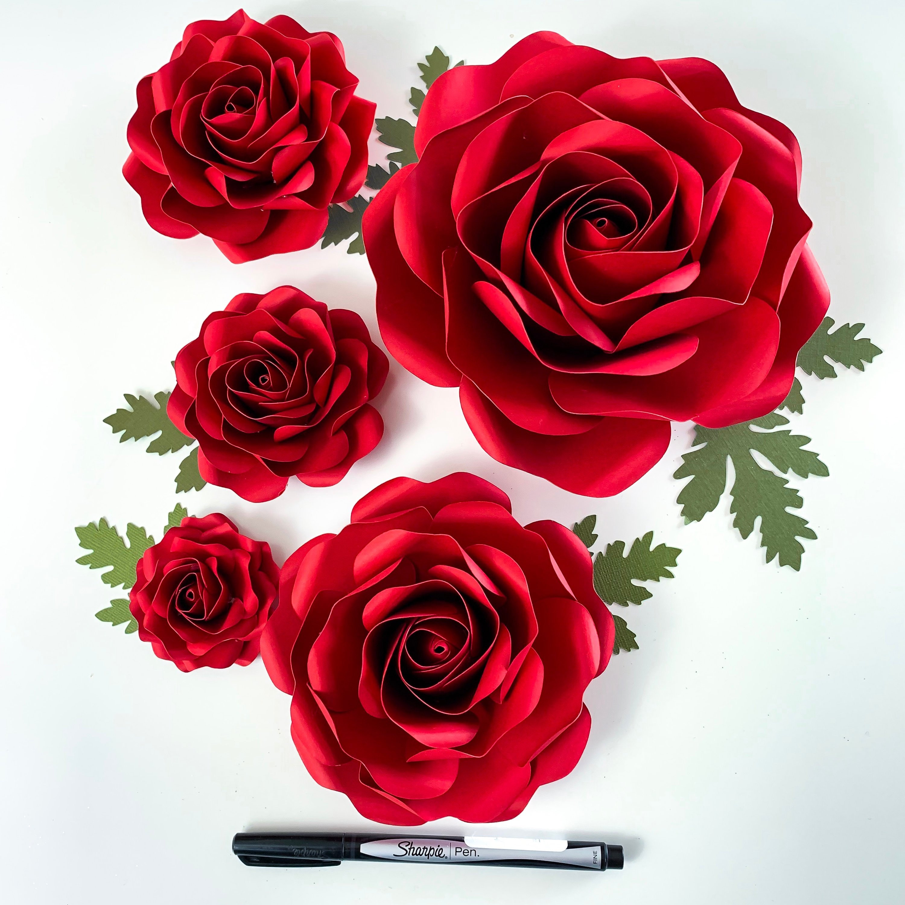 SVG Paper Flowers Tiny Rose 6 Template in multiple sizes Digital SVG