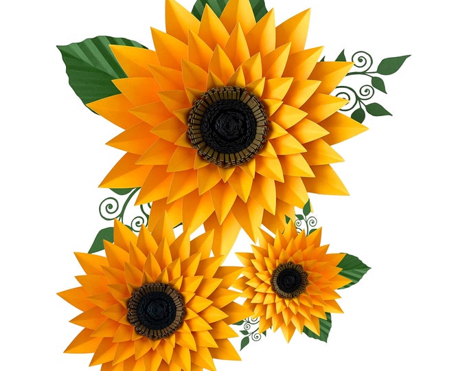 PDF Paper Flowers Petal #44 Template Instant Download Printable Cut and Trace File to create  The Sunflower Original Design By Annie Rose