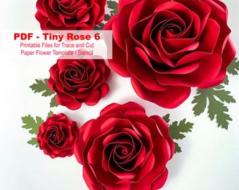 Paper Flowers - PDF Tiny Rose #6 (Baby Rose) Paper Flower Templates Multiple sizes -Trace and Cut Stencil: From The Crafty Sagittarius