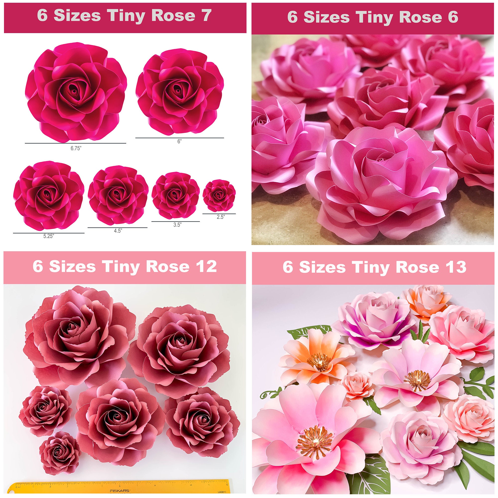 PDF Printable Files 4 Best Seller Tiny Roses Designs Paper | Etsy