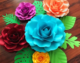Paper Flowers SVG New Large Rose Template DIY Cricut and | Etsy