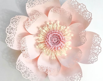 LARGE PAPER FLOWERS, Lace Petal 5, Home Decor Gifts, Crafty Sagittarius Design, Svg Cut Files, Diy Paper Rose, Flower Templates for events