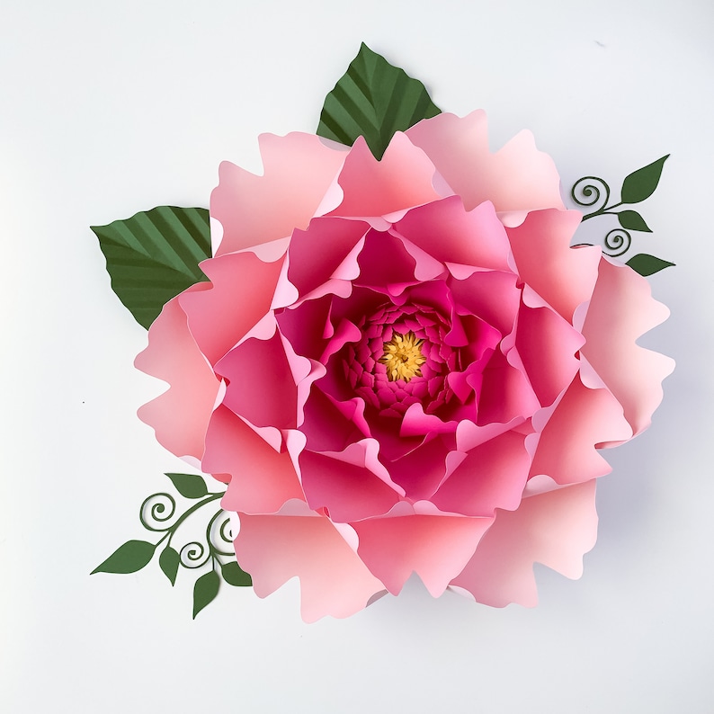 paper flowers svg petal 13 paper flower template with base digital file for cutting machines such as cricut and silhouette cameo japanese paper flower