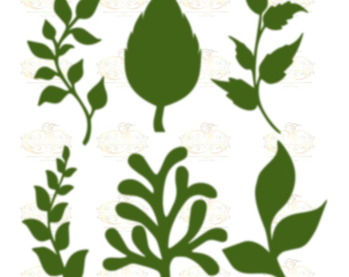 Set 27 Svg Png Dxf 6 different Leaves for Giant Paper Flowers MACHINE use Only Cricut and Silhouette DIY and Handmade Leaves Templates