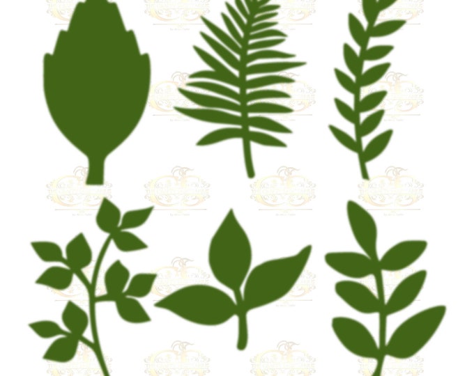 Set 32 Svg Png Dxf 6 different Leaves for Giant Paper Flowers MACHINE use Only Cricut and Silhouette DIY and Handmade Leaves Templates