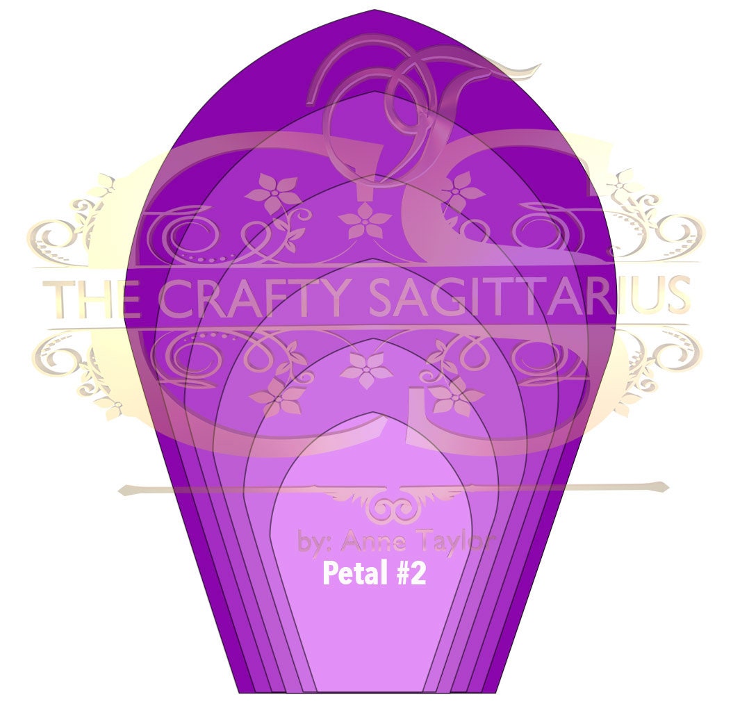 O2 Cutting Flower Pattern SVG PNG DXF Petal #2 Paper Flower Template With Base and Flat Center ...