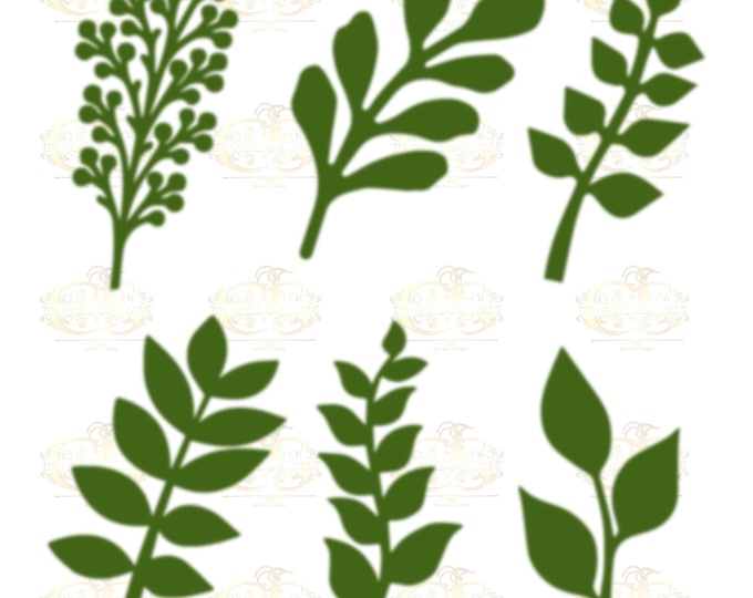 Set 33 Svg Png Dxf 6 different Leaves for Giant Paper Flowers MACHINE use Only Cricut and Silhouette DIY and Handmade Leaves Templates